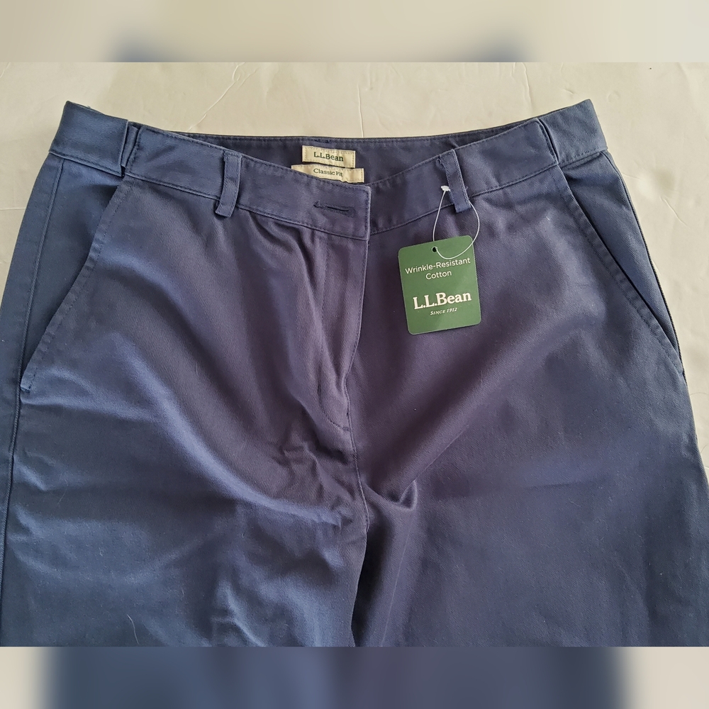 L.L. Bean Classic Fit Wrinkle Resistant Cotton Blue Trousers